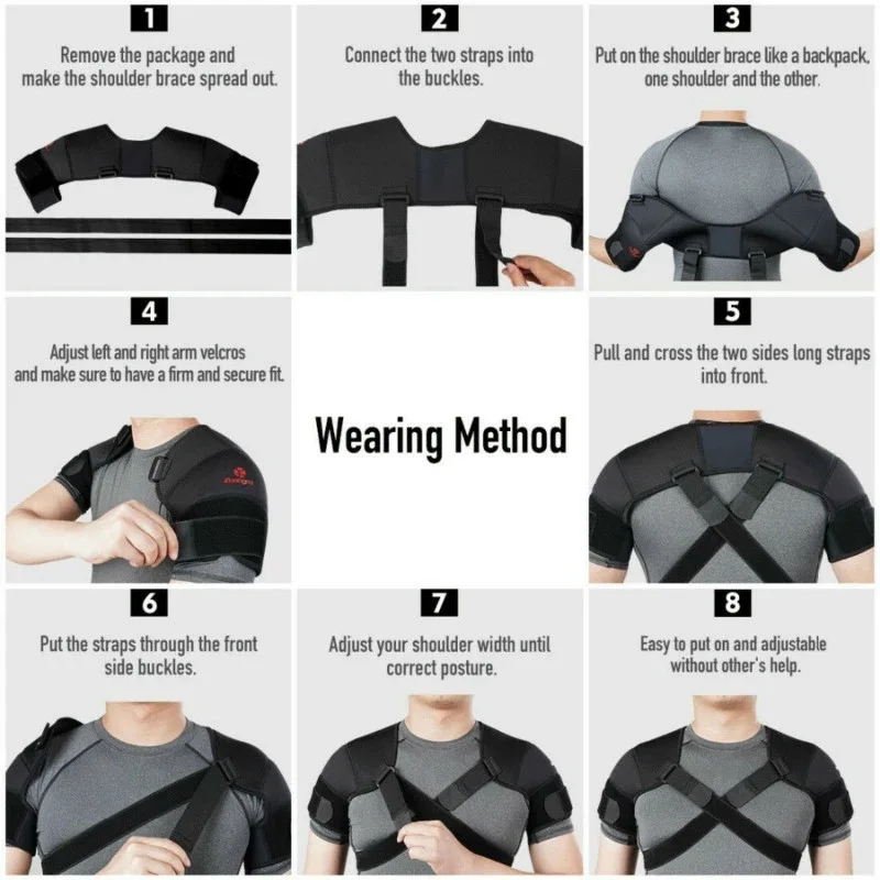 Adjustable Double Shoulder Brace Sports Shoulder Support Belt Back Pain Relief Double Bandage Cross Compression Shoulder Strap