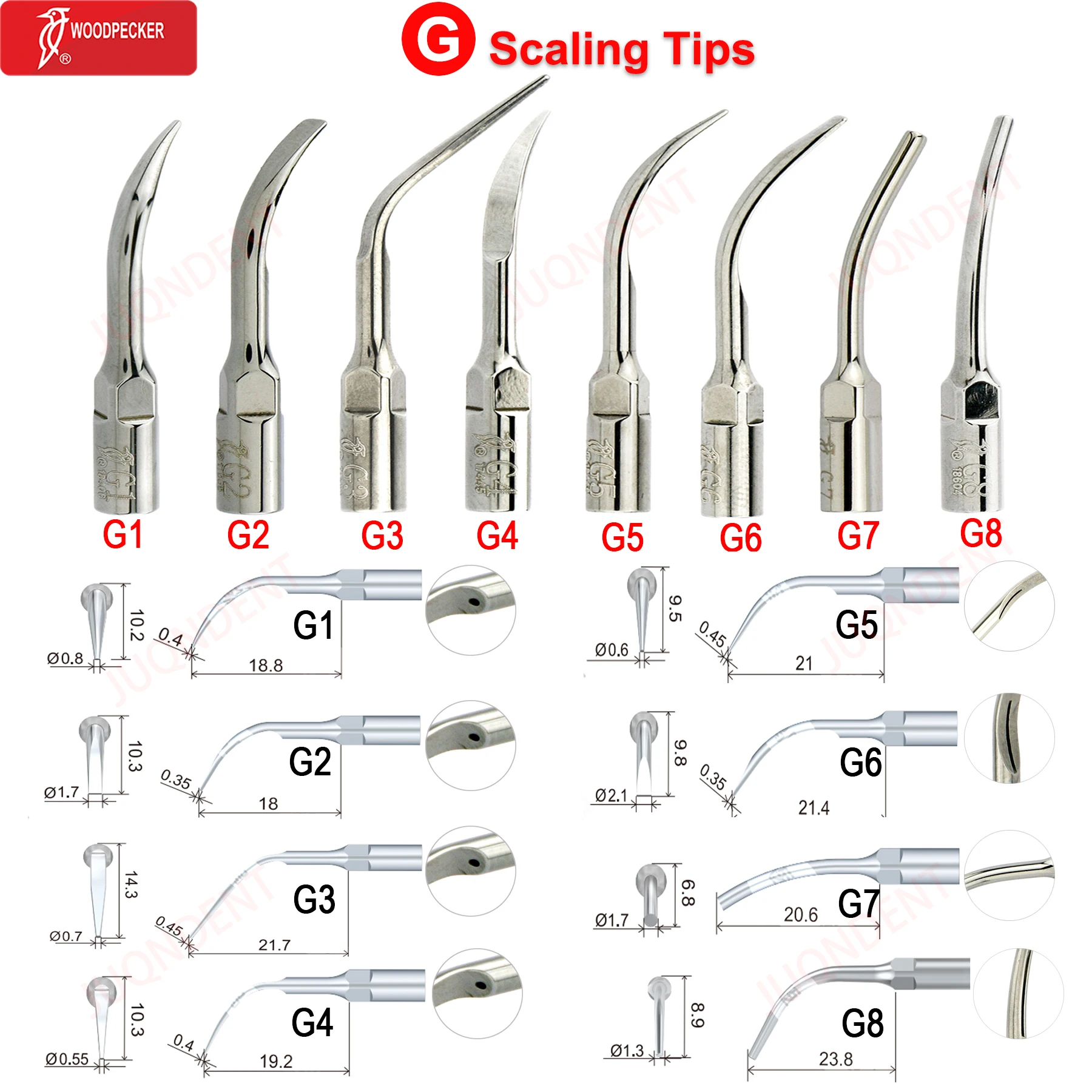 Woodpecker Dental Ultrasonic Scaler Piezo Build In UDS N2/N3 Scaler Tips For Teeth Scaling Endodontics Periodontics Fit EMS 3