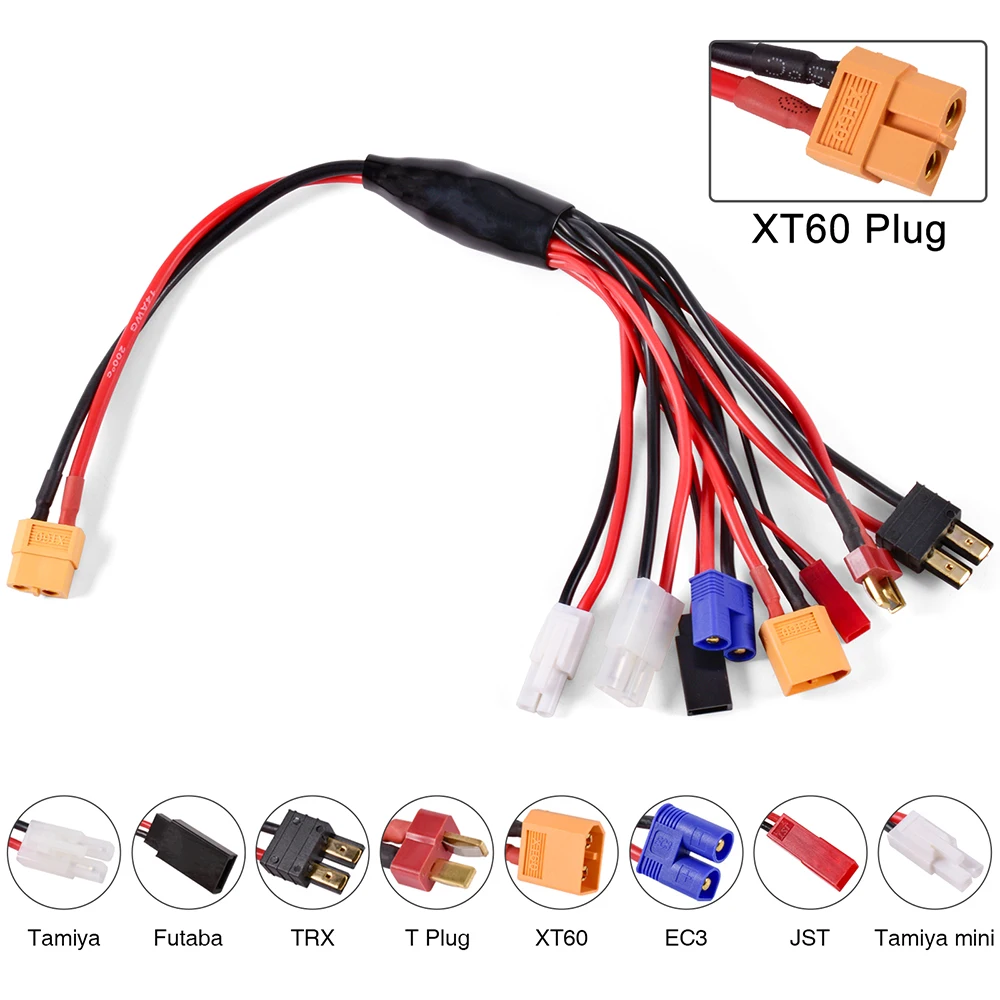Sf498718fd3c44b6b806f5784e9a1a183e RC Charger Adapter Connector 8 In 1 Charger 4.0mm Banana XT60 TRX Tamiya Lipo for RC Car Drone Imax B6 B6AC Battery Cable