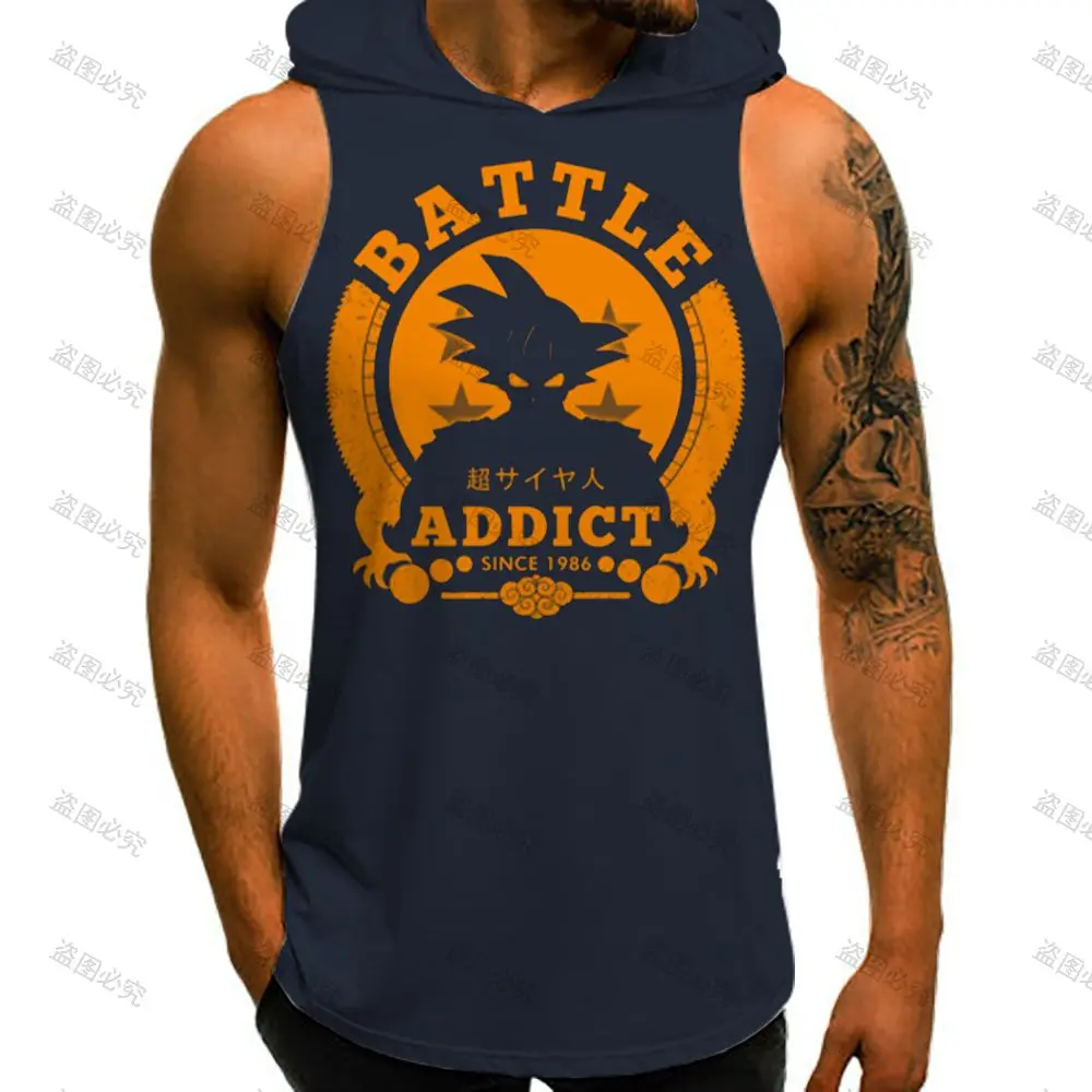 Vest With Hood Y2k Clothes Anime Dragon Ball Z Men's Tank Top 2023 Gym T-shirts Goku Oversized Essentials Bodybuilding Hip Hop