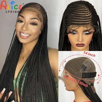Synthetic Full Lace Braids Wigs with Baby Hair 36Inch Lace Frontal Cornrow Braided Wigs for Black Women Lace Twisted Braids Wigs