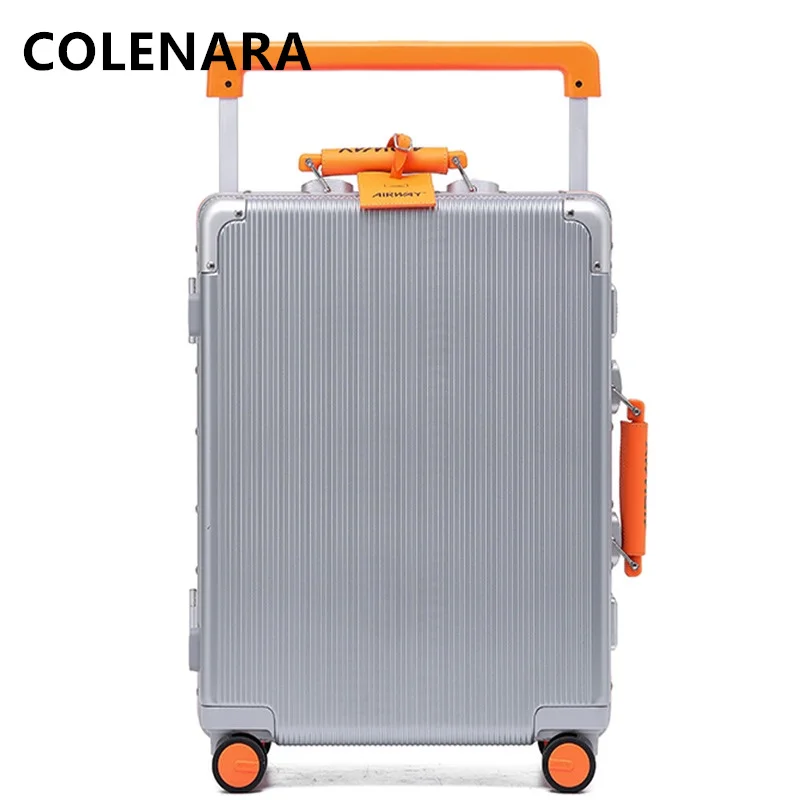 COLENARA 20"24"26"28 Inch The New Luggage Men's Aluminum Frame Business Trolley Case Universal Boarding Box with Wheels Suitcase