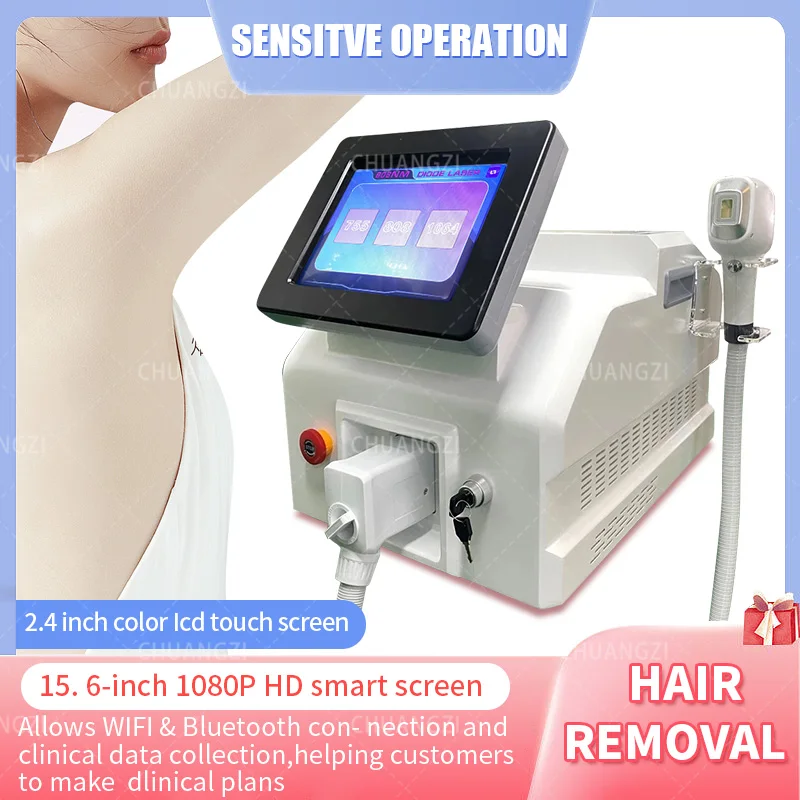 

Diode L-aser Hair Removal Machine Facial Hair Fast Painless Depilator Machine 808 755 1064 Epilator Touch Handle