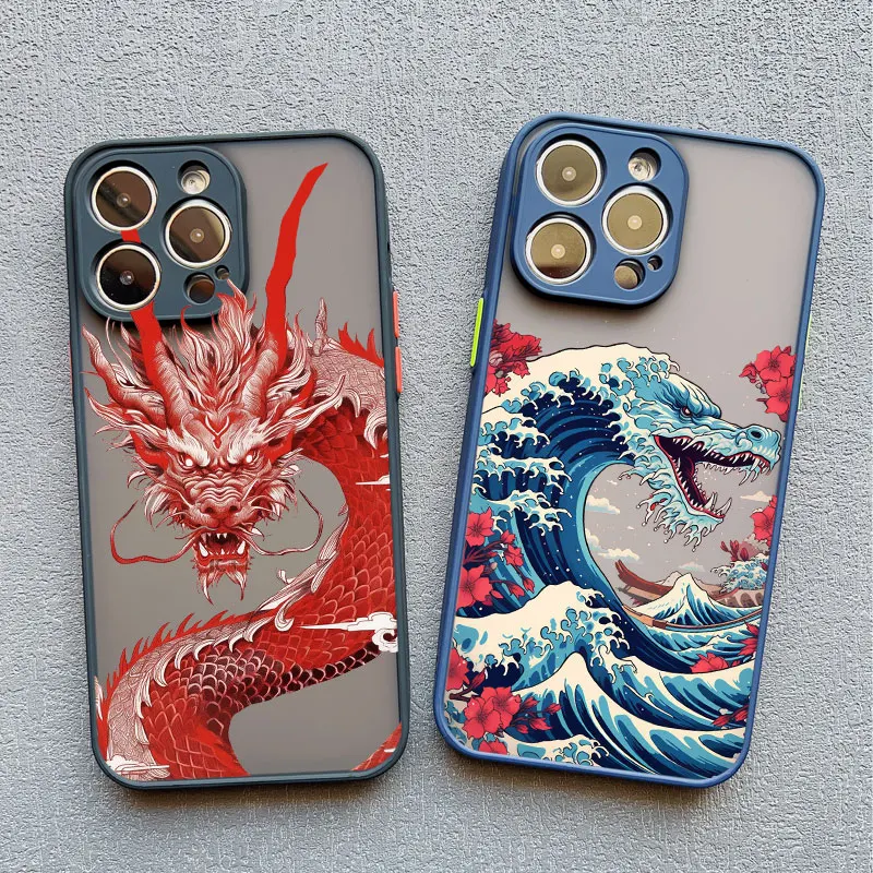 Luxury Fashion East Dragon Sea Wave INS Phone Case Cover