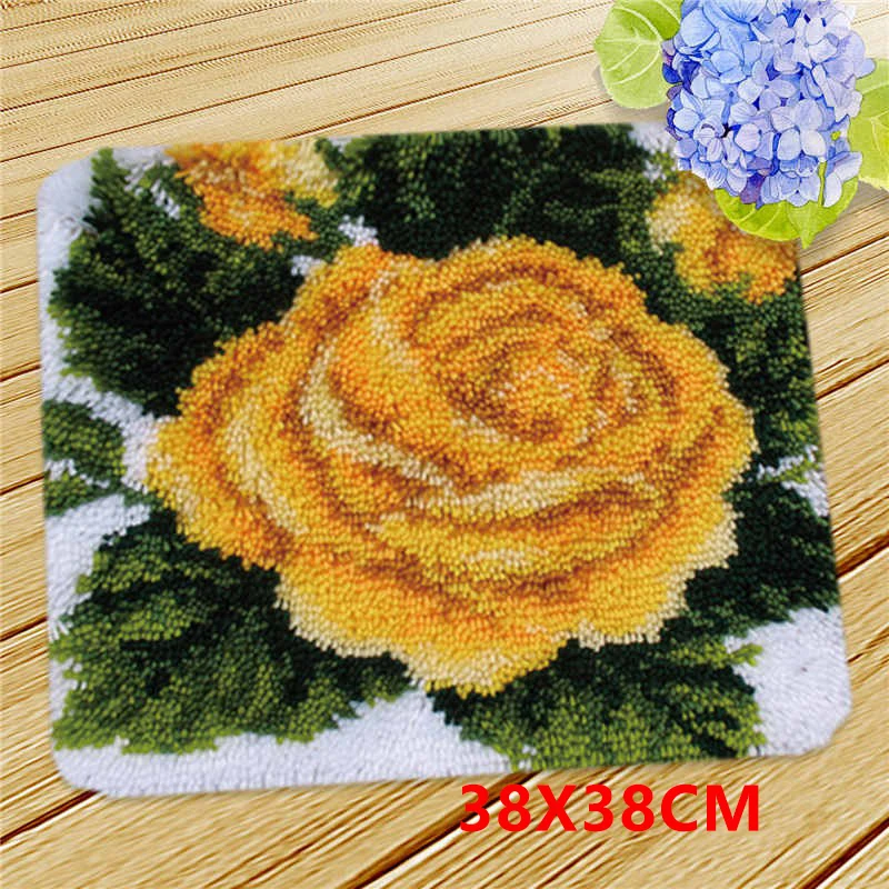 Flower Series Latch-Hook-Kit DIY Carpet Handcraft Segment Embroidery Materials Plant Pattern Latch Hook Rug Kits tapis crochet