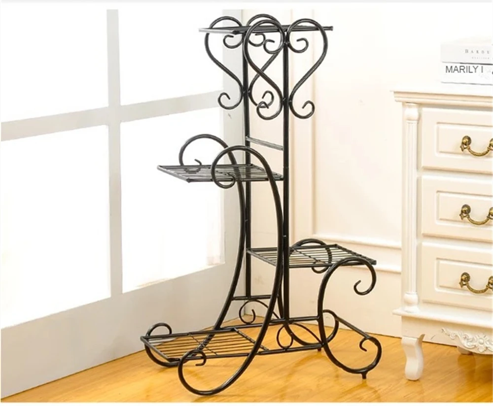 Plant Stand Flower Pot Shelves Metal Wrought Iron Display Flowers Shelf for Living Room Balcony Garden Terrace Storage Organizer