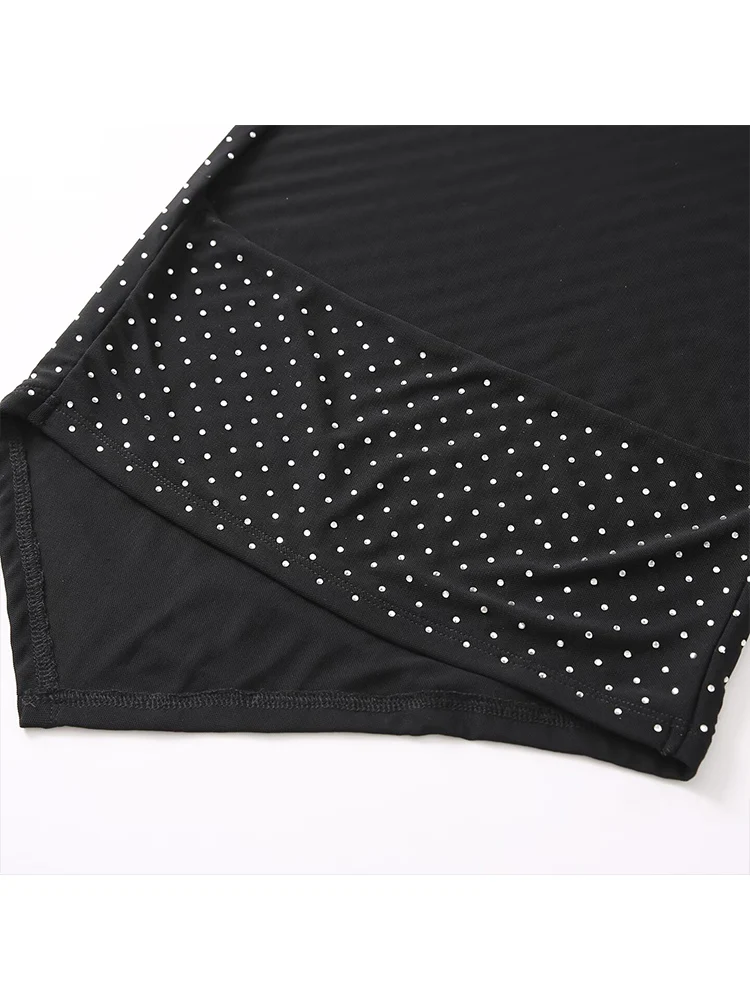  Women Open Back Halter Tops Deep V Neck Sleeveless Backless Tie Back Rhinestone Decoration Tops Sexy Sequin Glitter Streetwear