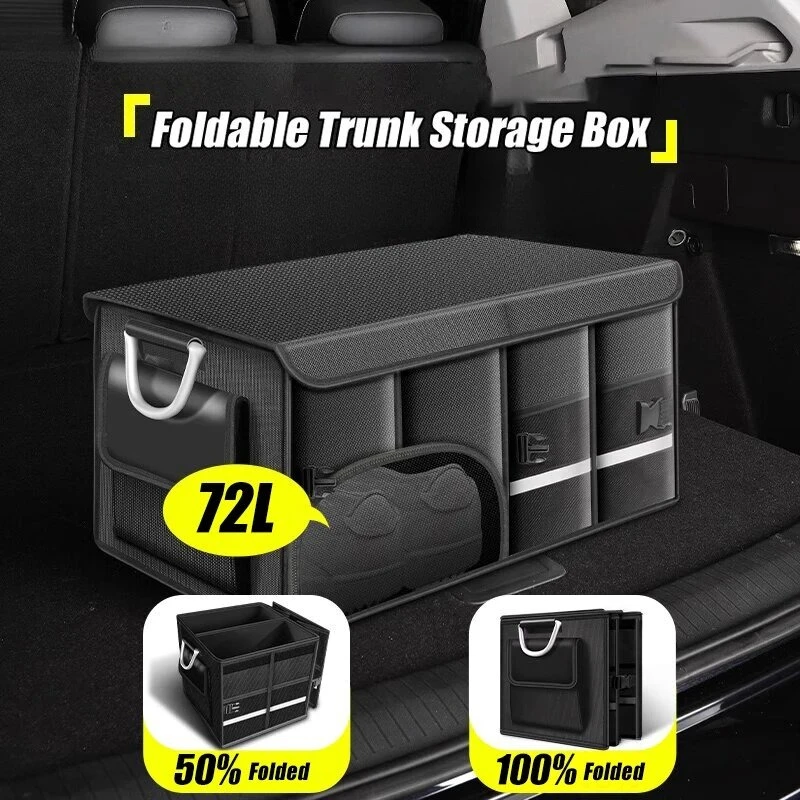 Foldable Waterproof Oxford Cloth Car Trunk Organizer - Large Capacity, Portable Storage for Camping, Fishing, and Travel Accessories