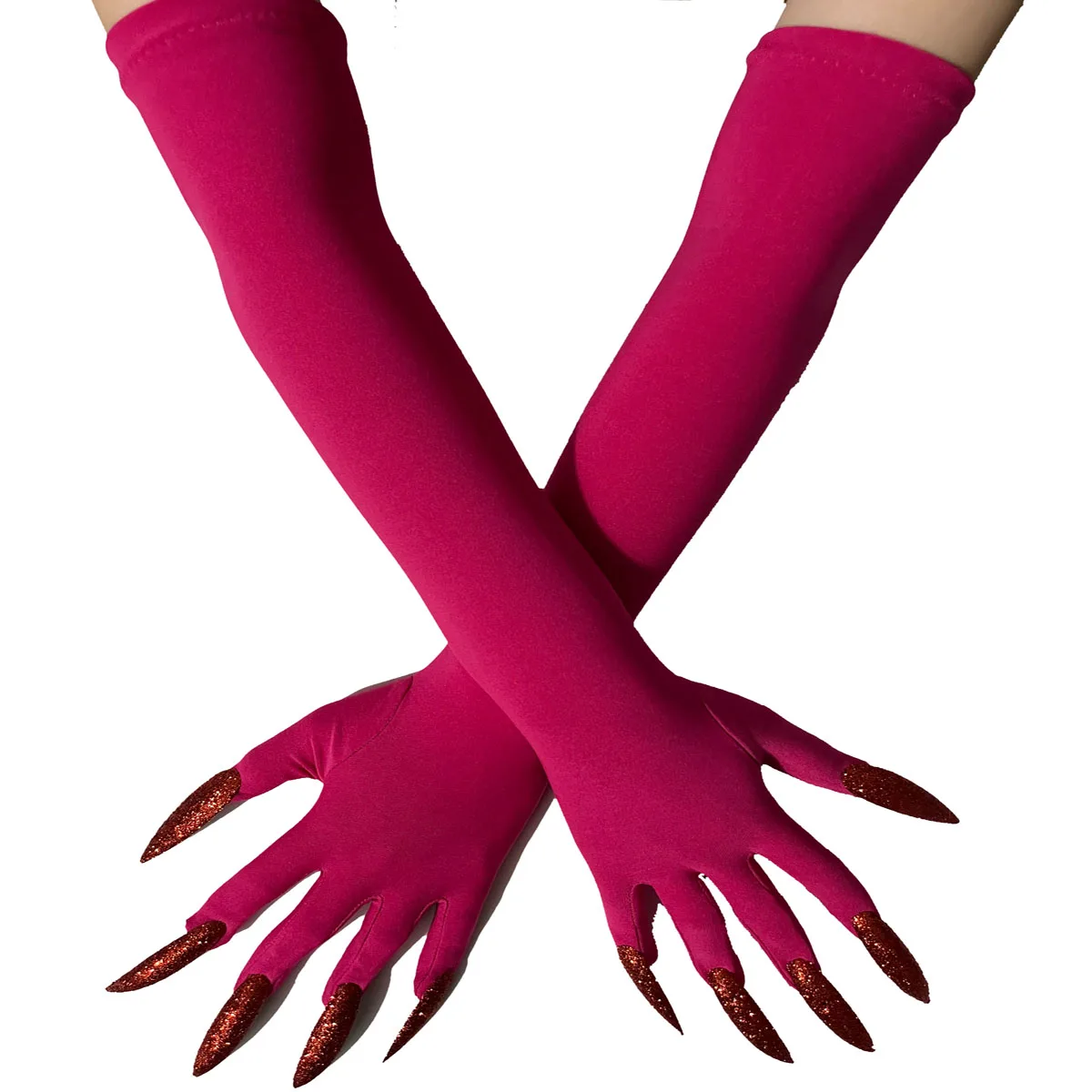 Halloween Ghost Claw Gloves - Cosplay Dress Up with Black Long Nails