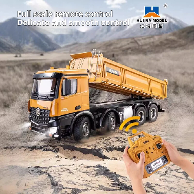 Huina New 1536 1/14 RC 12CH Alloy Electric 8-Wheel Heavy duty Construction Vehicle Remote Controlled Car Model Adult Boy Toy 2