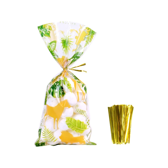 50 sztuk zwierząt wzór plastikowe torby cukierki torby do pakowania ciasteczek dzieci dżungla upominki na przyjęcie urodzinowe Safari Baby Shower torba 4