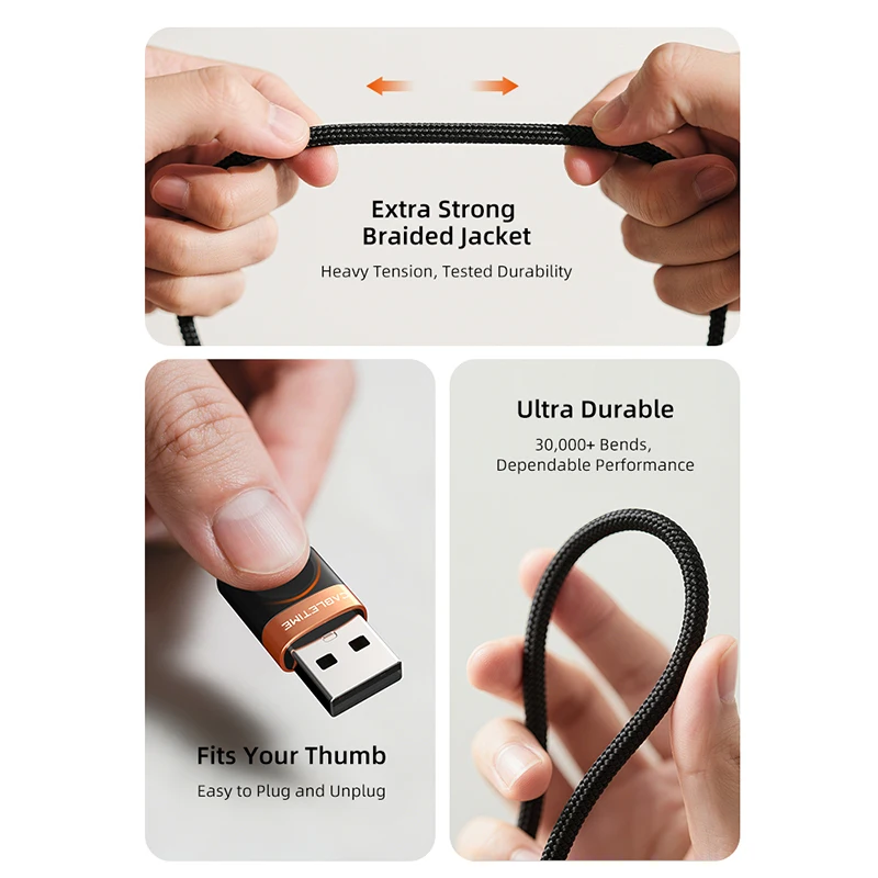 Premium USB A to USB C High-Speed Braided Data Transfer Cable, 2A 480Mbps