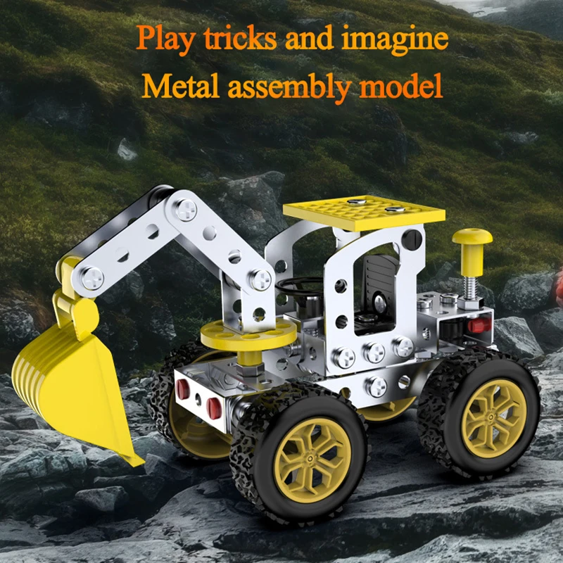 Building Block Toy Assemble Toy Metal Building Block Assembly Toy Excavator Bulldozer Crane Model