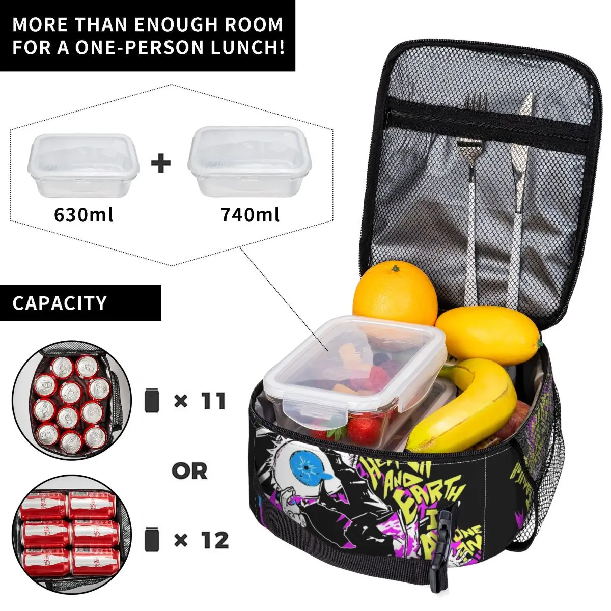 Jujutsu Kaisen Gojo Satoru Insulated Lunch Bags Leakproof Meal Container Thermal Bag Lunch Box Tote Office Outdoor Bento Pouch