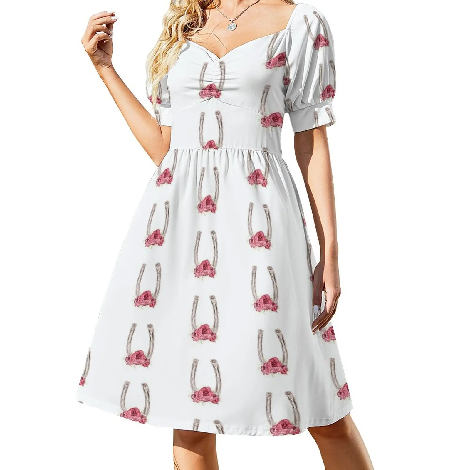 

Horse Shoe with Roses, Kentucky Derby, Southern, Red, Horses Sleeveless Dress women's fashion dresses