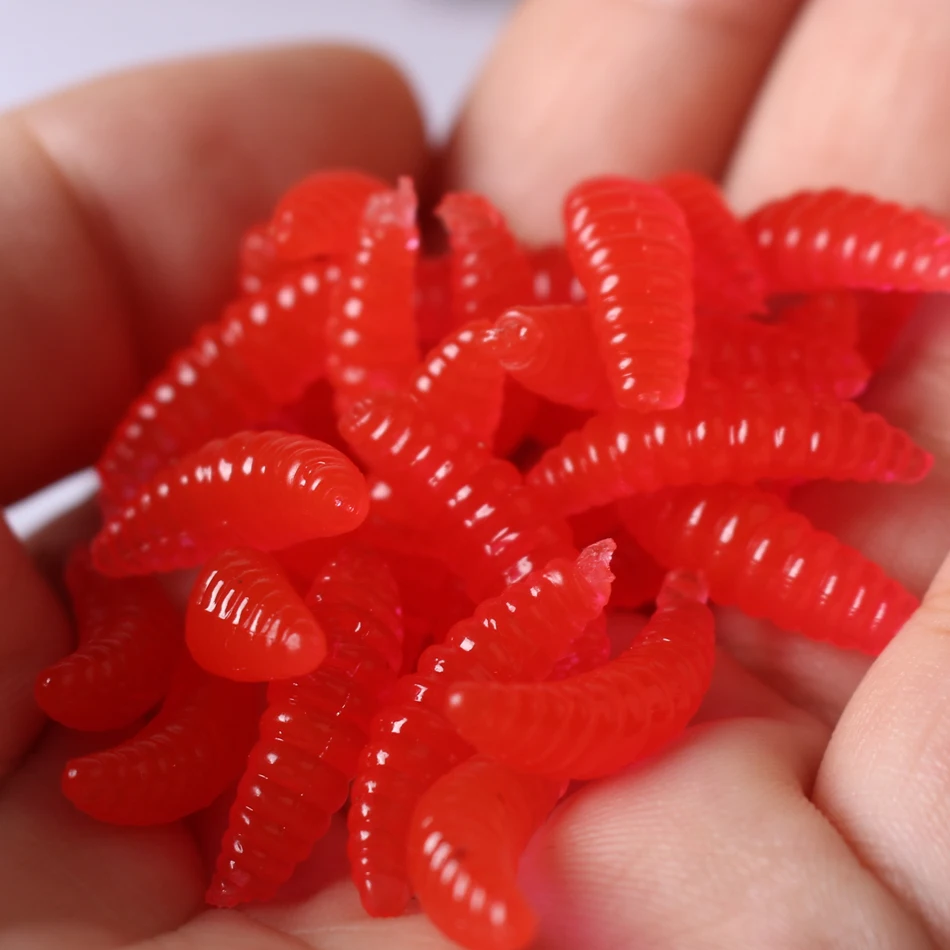 50pcs Lua Soft Bait Fake Breadworms Earthworms Red Worms Soft Worms Fake Worms Fishing Bait 2