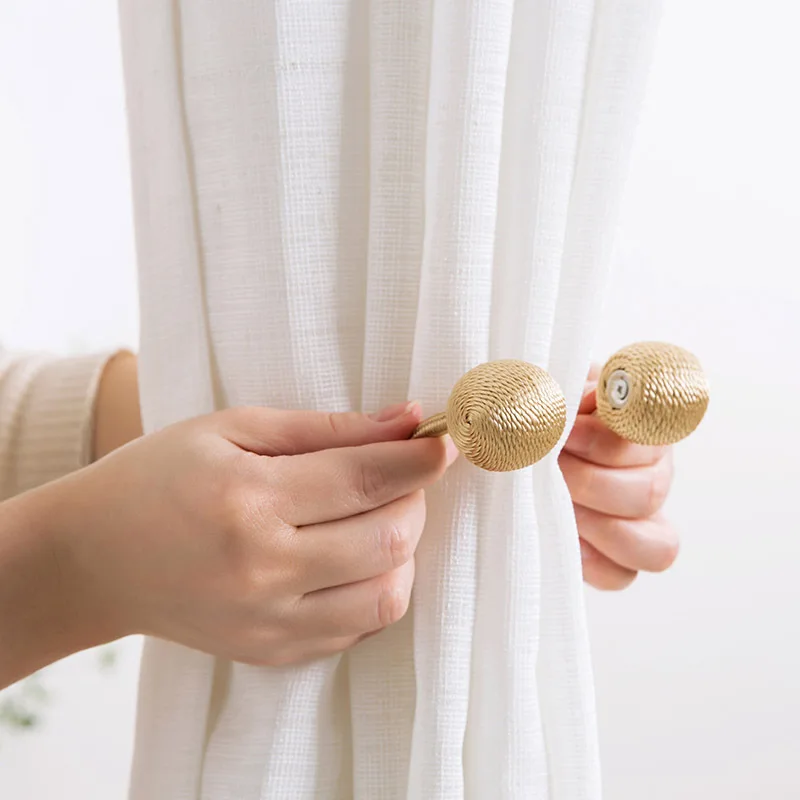 Earphone Pearl Curtain Binding Magnet Magnetic Suction Curtain Buckle Free Mounting Perforated Cow String Curtain Binding Rope