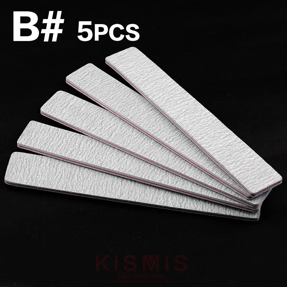 네일 파일 세트 5종, 하프문 모양, 스트레이트, 와이드 샌딩 스트립 및 샌딩 파일, 퍼플 코어 그레이 포함 매니큐어 도구