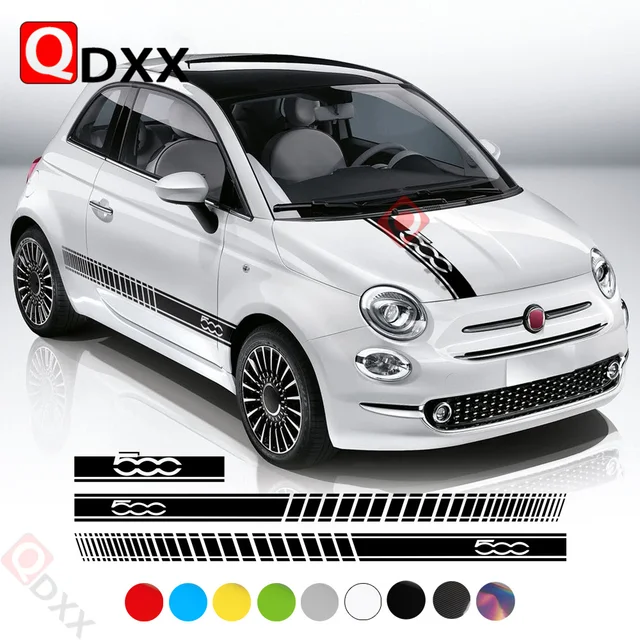 2pcs Car Styling Rocker Door Stripes Stickers Hood Cover Decal for Fiat 500  Abarth Side Skirt Decal Graphic Sticker Accessories - AliExpress
