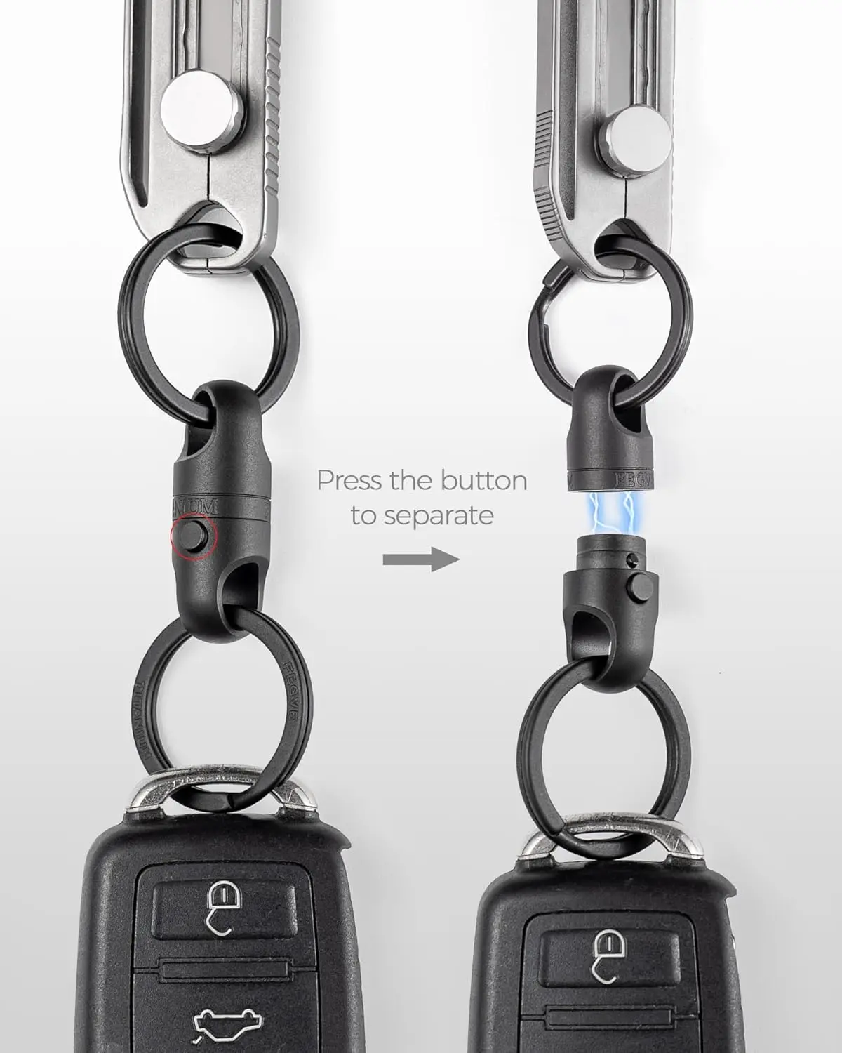 Quick Release Keychain, Titanium Detachable Magnetic Key Holder with 2/3inch D Ring for Car Key Fob,Safely Lock System 4