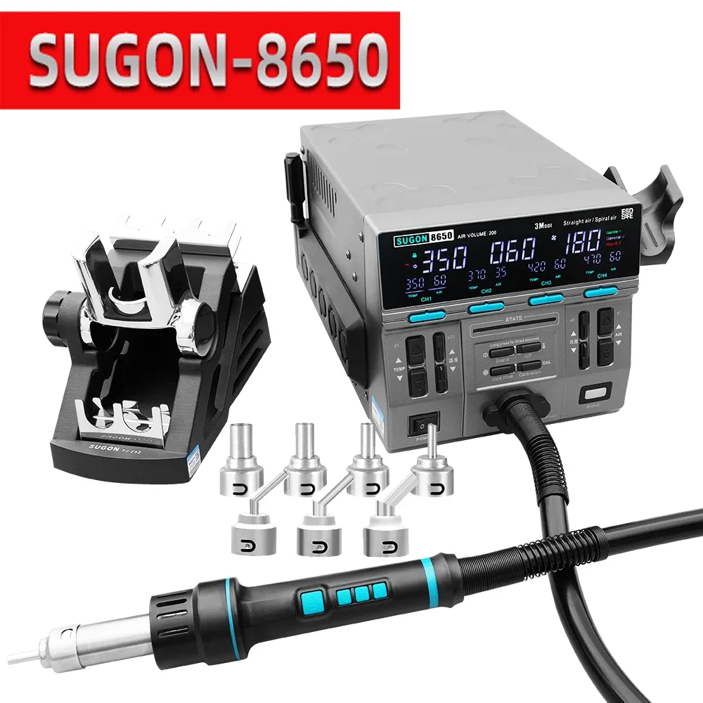 

SUGON 8650 1300W Hot Air 3 Mode Digital Display Intelligent BGA Rework Station For PCB Chip Repair Tool