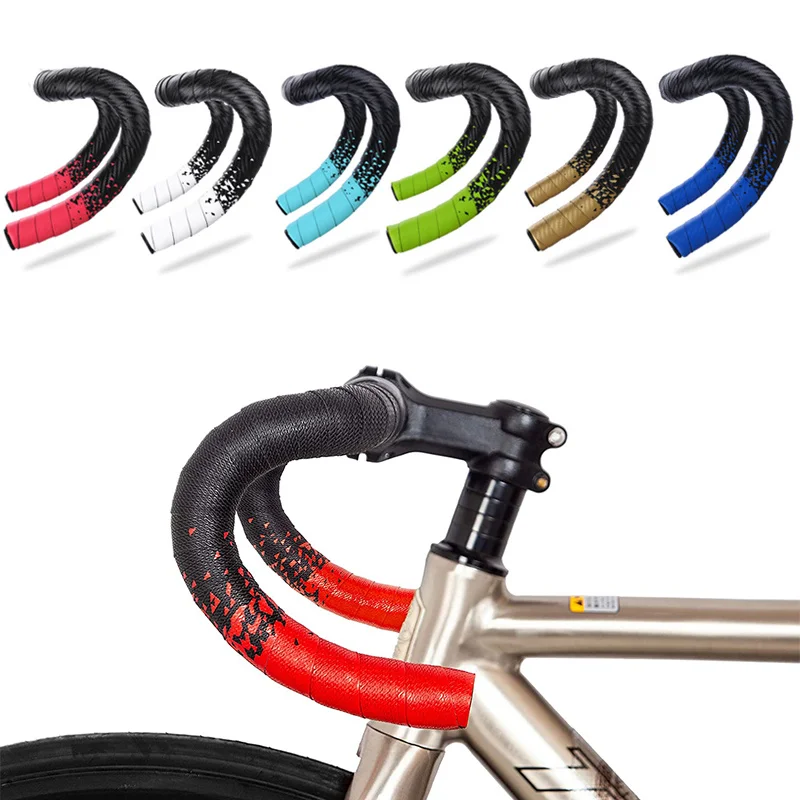 1PC Shockproof bicycle handle tape bicycle bend handle gradient color comfortable and breathable handle strap