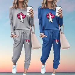 Mulheres esportivas em torno do pescoço manga longa jogging pullovers e calças sólido casual cor fina seção fatos de treino