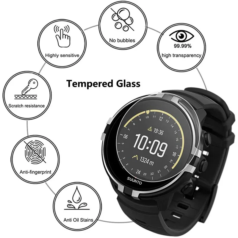 Suunto 9 /Suunto 7 Smartwatch 강화 유리 커버 9H LTE 2.5D 안티 스크래치 투명 보호용 2PC 화면 보호 필름 가드