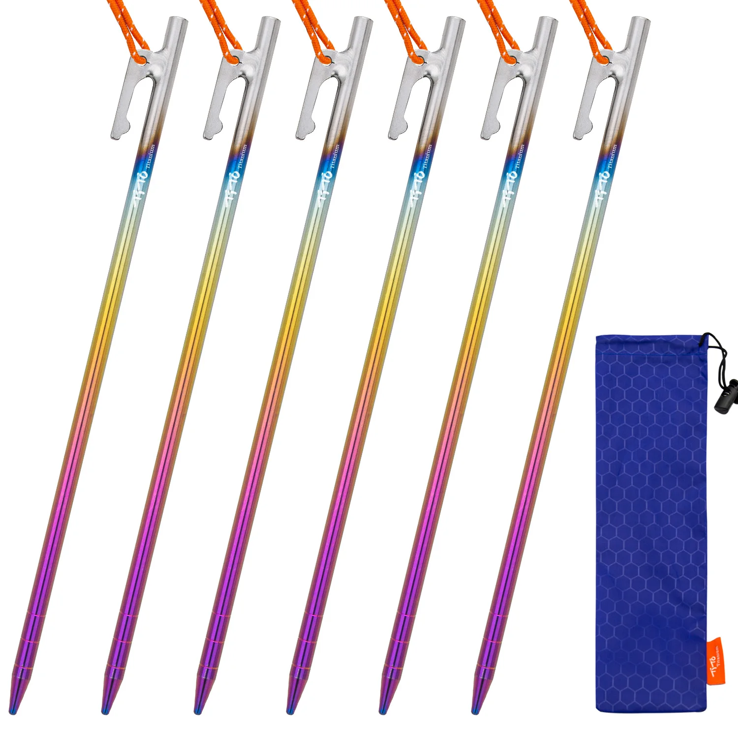 TiTo Camping Titanium Tent Pegs for Hard Floor 20 24 30 35 40 cm