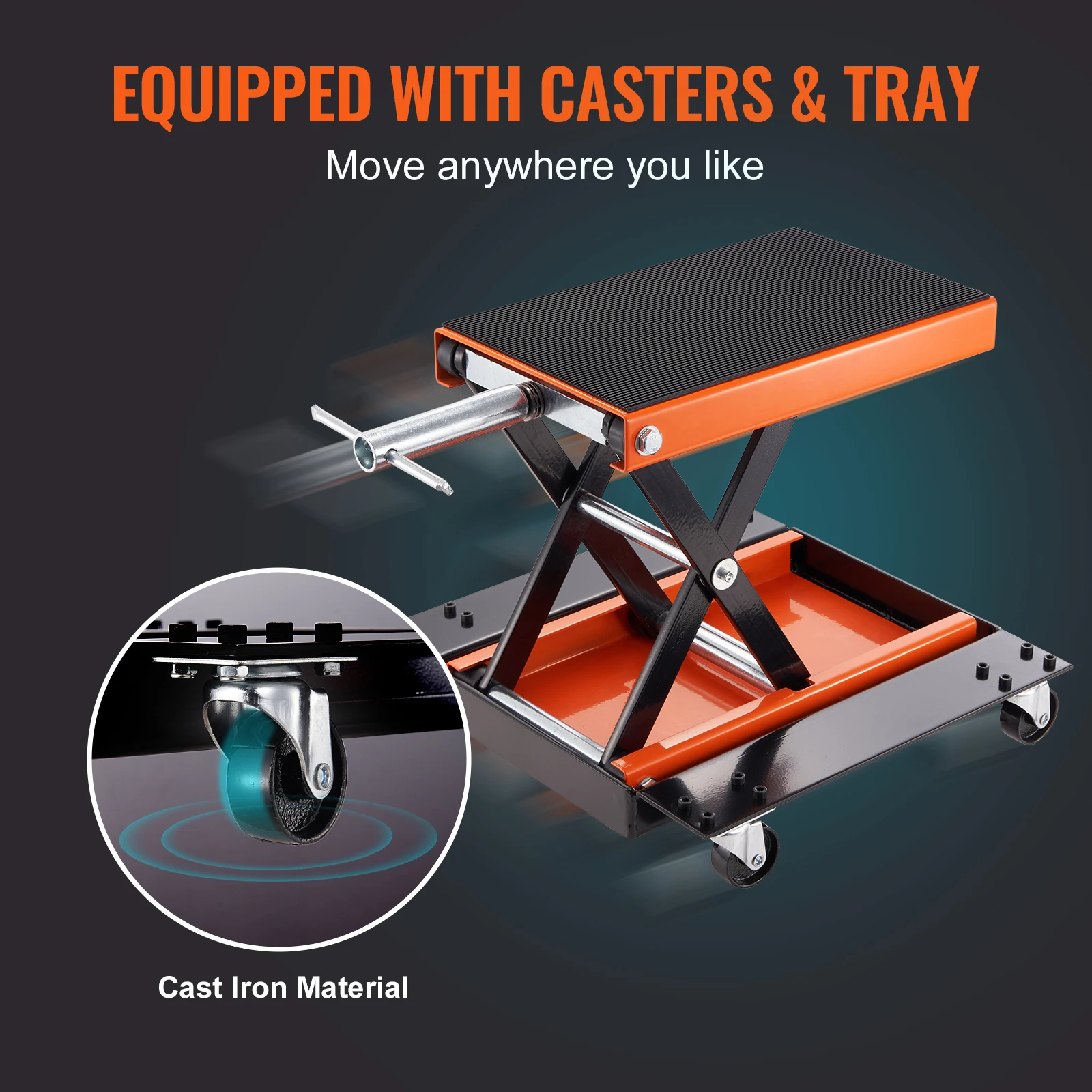 Motorcycle Scissor Lift Jack with Dolly and Hand Crank