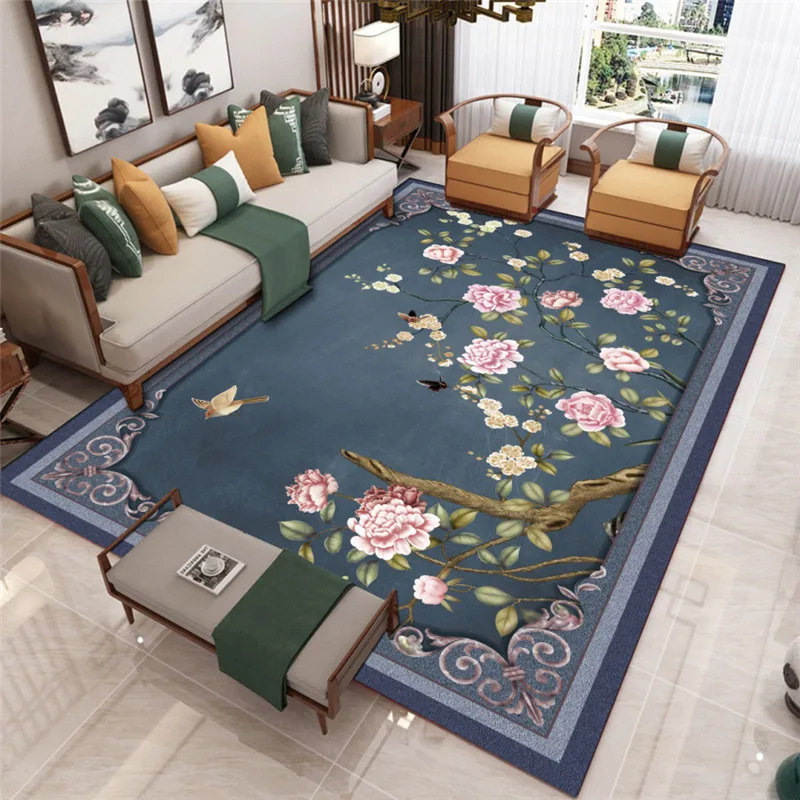 

New Chinese living room coffee table crystal velvet carpet Zen teahouse study sofa bedroom classical retro style