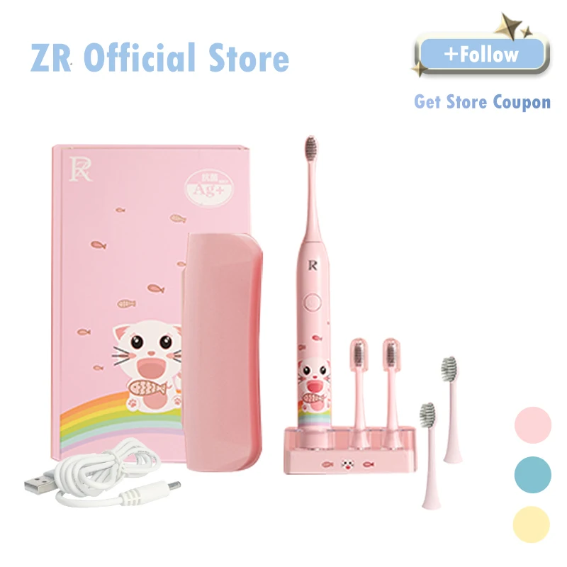 

ZR Z3 Sonic Electric Toothbrush Children IPX8 Waterproof Timer 5 Mode Soft Bristles USB/Induction Charging