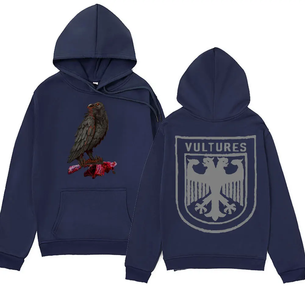 Rapper Kanye West Music Album Vultures Logo Hoodie Men's Women's Fashion Hip Hop Vintage Hooded Sweatshirts Oversized Pullovers