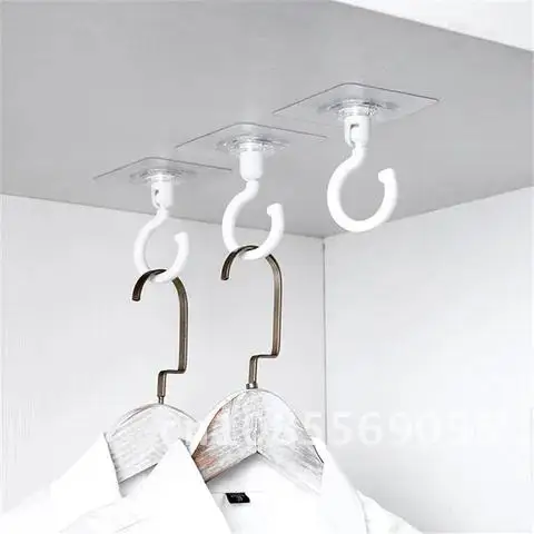 

2 Transparent Self Adhesive Wall Hooks Holders for Storage in Bathroom Kitchen - 2Pcs Stick on Door Hooks for Keys Towels