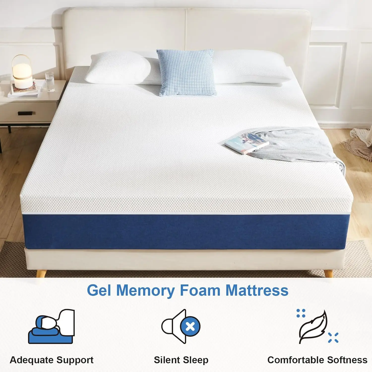10 Inch Gel Memory Foam Mattress Firm Support Removable Cover Fits Various Bed Frames Non Fiberglass Queen Size Mattress