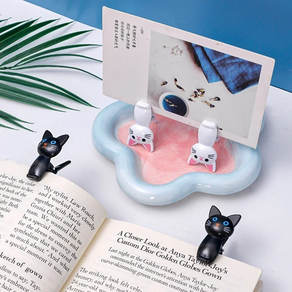 16/2Pcs Cat Shape Food Sealing Bag Clips Plastic Hanging Clothes Sock Clamps Office Desk Clip Photo Message Snack Storage Clamps 5