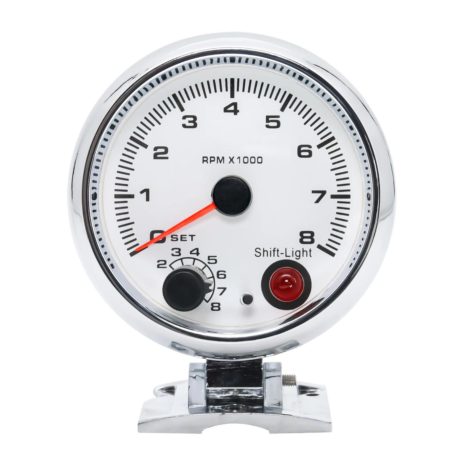 Universal 3.75 Inch 12V White LED Backlit Tachometer Gauge With Red Shift Light For Auto Gasoline Car 0 8000 Rpm I1670658169