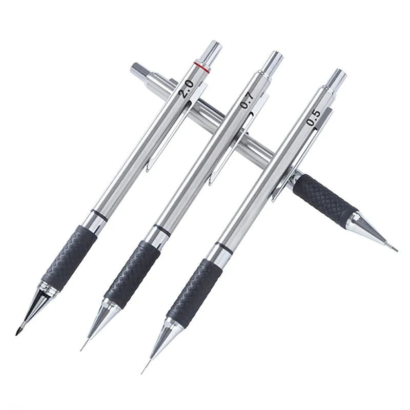 0.3 0.5 0.7 0.9 2.0mm Metal Automatic Pencil with Protective Cover HB Lead Core Sketching Painting Writing Stationery Supplies 2