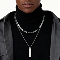 Colliers de présidence empilés à barre verticale pour hommes et garçons, collier JOCollar en ULtorsadée cubaine en acier inoxydable, ensembles de bijoux mn, cadeaux 6