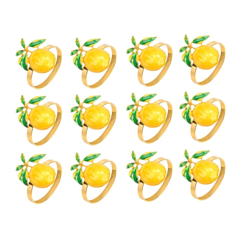 

12 Pieces Lemon Napkin Rings Summer Napkin Holders Tropical Fruit Napkin Buckle Decor For Summer Birthday Wedding Party