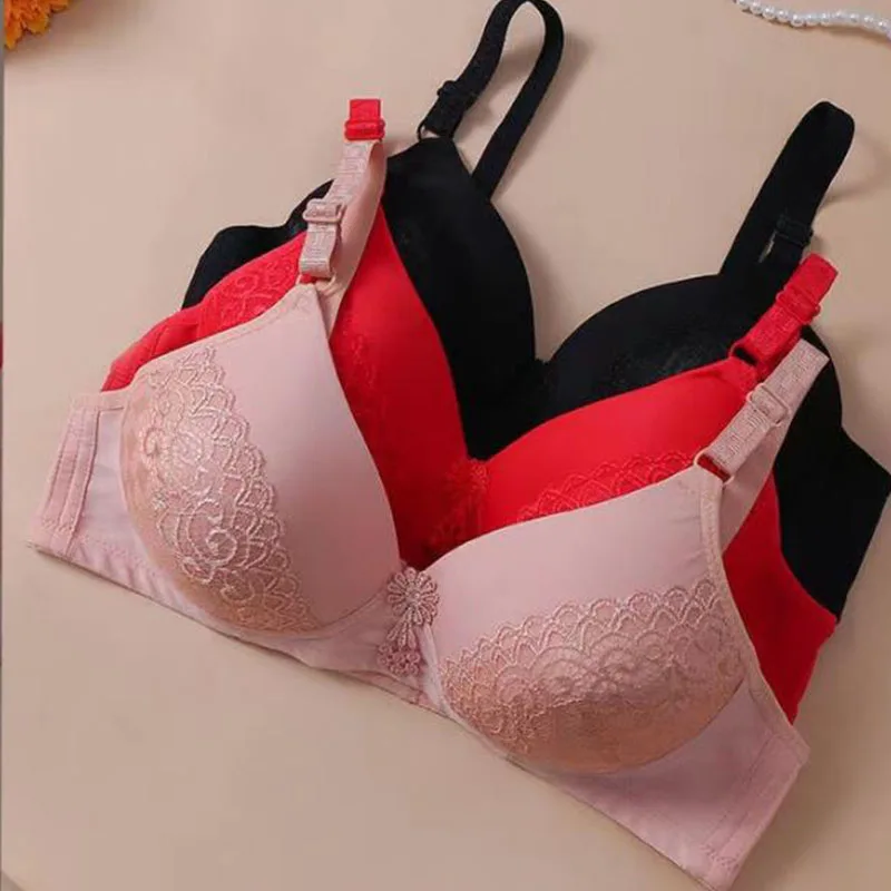 

Lace Floral Bras for Women Large Size 36-42 B Cup Gathers Bralette Tops Female Breathable Ultra-thin Underwear Bra Lingerie