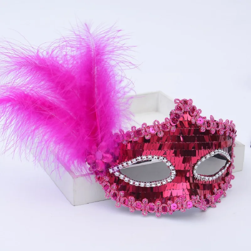 Masquerade Feather Venetian Masks For Women Face Princess Halloween Sequins Decor masquerade mask full face mask half face mask game cosplay props