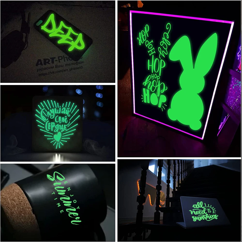 Glow in the Dark Self Adhesive Vinyl Sheet/Roll Outdoor Luminous Film For Festival Party Decoration Stickers DIY Mug Car Decals