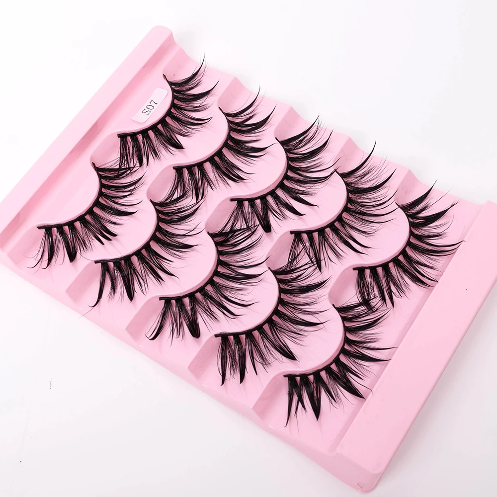 NEW 5Pairs Natural 3D Dramatic Fairy Clusters Manga Lashes Fake Eyelashes Wet Look Cosplay Lashes