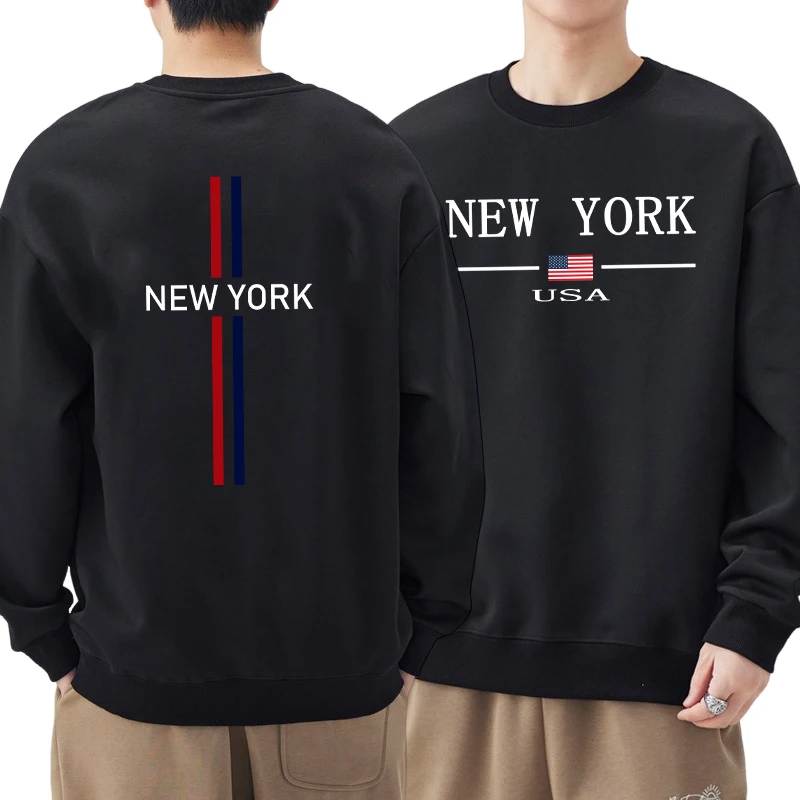 New York Printing Mens Sweatshirts Hot Sales O-Neck Black White Tops Man High Grade Clothing Casual Pullover Jogging Sweatshirts 3