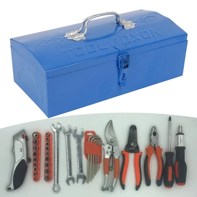 Valise à outils en métal avec poignée pliante, boîte à outils portable,  fermeture à loquet, mallette