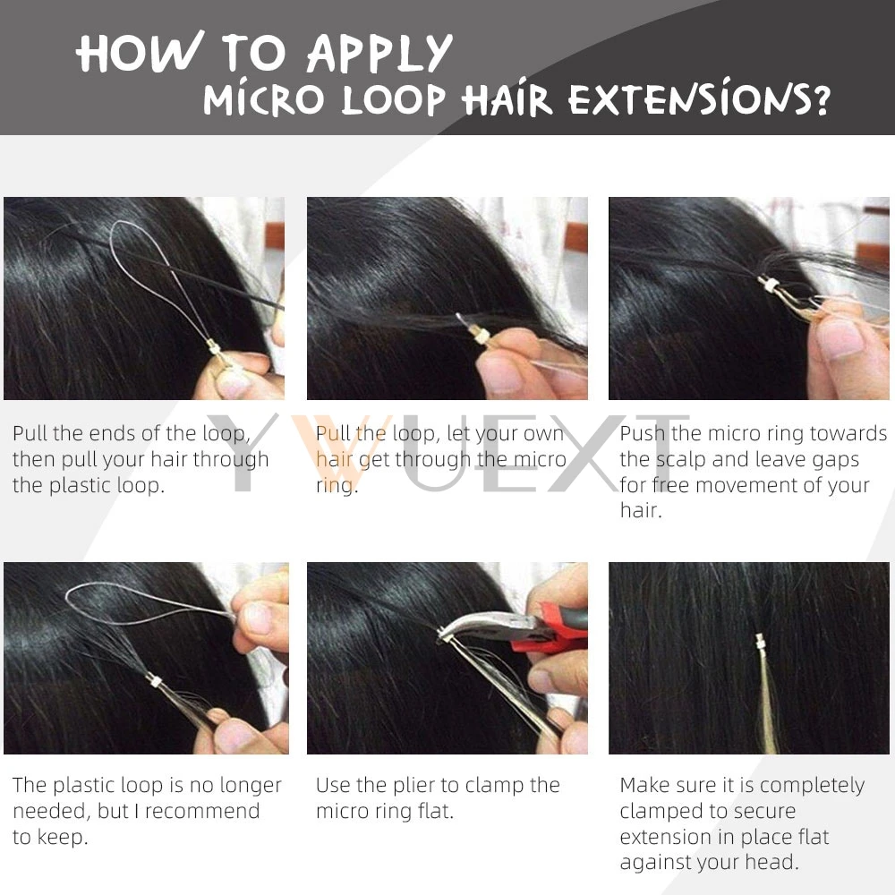 Kinky Straight Micro Loop Ring Human Hair Extensions 12"-24" Brazilian Coarse Micro Link Hair Human for Women 40-50G