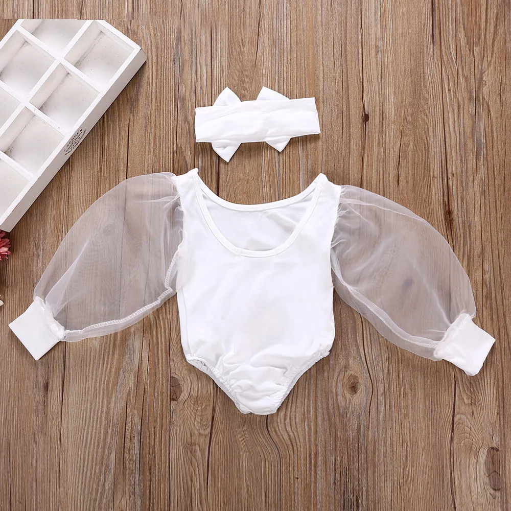 Newborn Baby Girl Clothes Spring Autumn Fashion Long Sleeve Bodysuit Lovely Jumpsuit Headband  2pcs Baby Girl Outfit Set