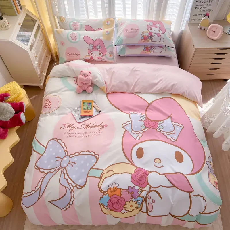 

Sanrio аниме серия мультфильм Мелоди куроми Коричный КТ Простыня из чистого хлопка пододеяльник наволочка милое общежитие набор из трех предметов