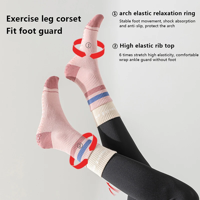 Yoga Cotton Breathable Socks Mid-calf Solid Color Striped Anti-slip Sports Socks Pilates Socks Dance Fitness Training Socks 3 Sf49a6635cb4d434cba82a24ad5a73c8cN
